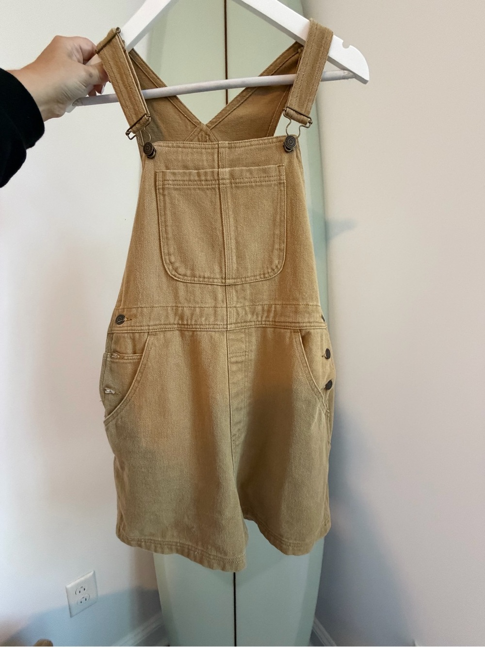 RHYTHM Women's Tan Denim Short Overalls